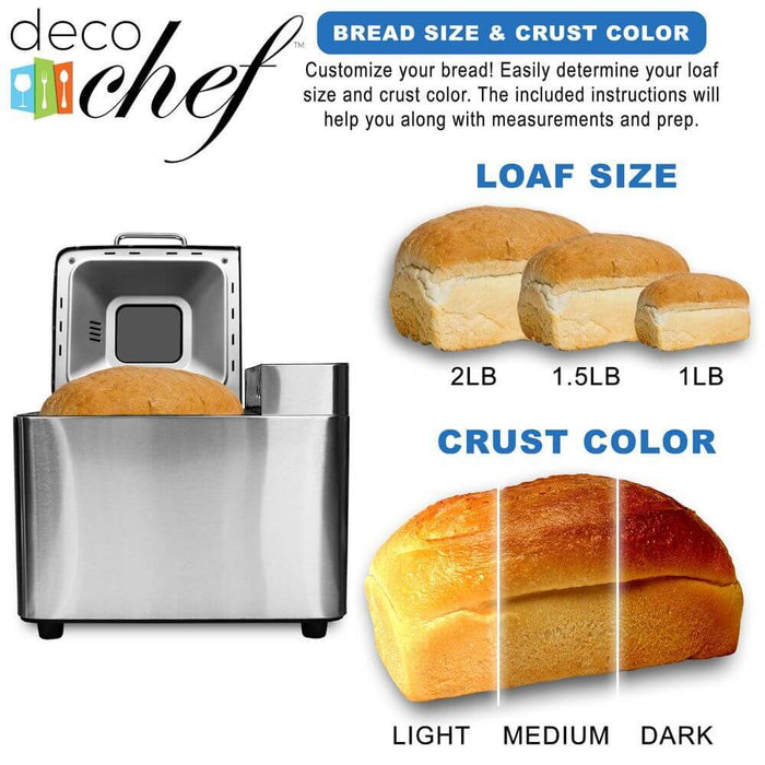 Deco Chef 2 LB Stainless Steel Bread Maker with 12 Piece Stainless Steel Knife Set Bundle