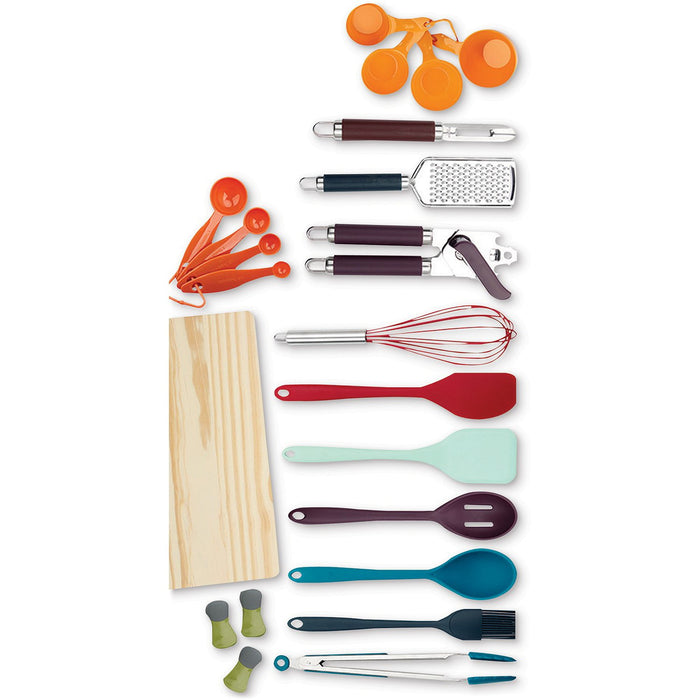 Tools of the Trade 22 Piece Kitchen Gadget Set with Tongs, Whisk, Measuring Spoons, Cups, and More