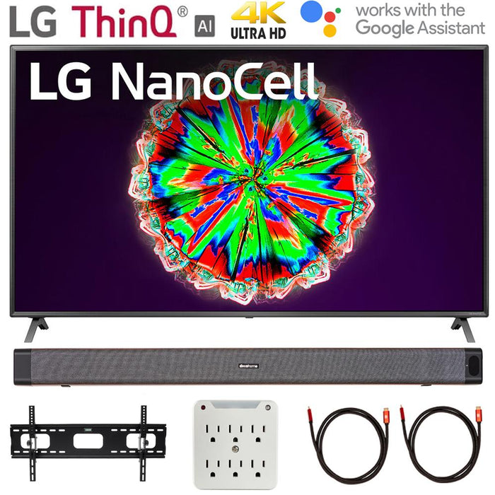 LG 75 inch Class 4K Smart UHD NanoCell TV w/ AI ThinQ + Deco Soundbar Bundle
