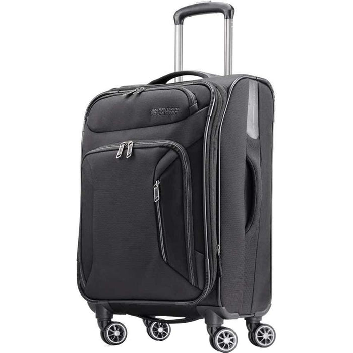 American Tourister 21" Zoom Expandable Softside Luggage with Dual Spinner Wheels, Black  Open Box