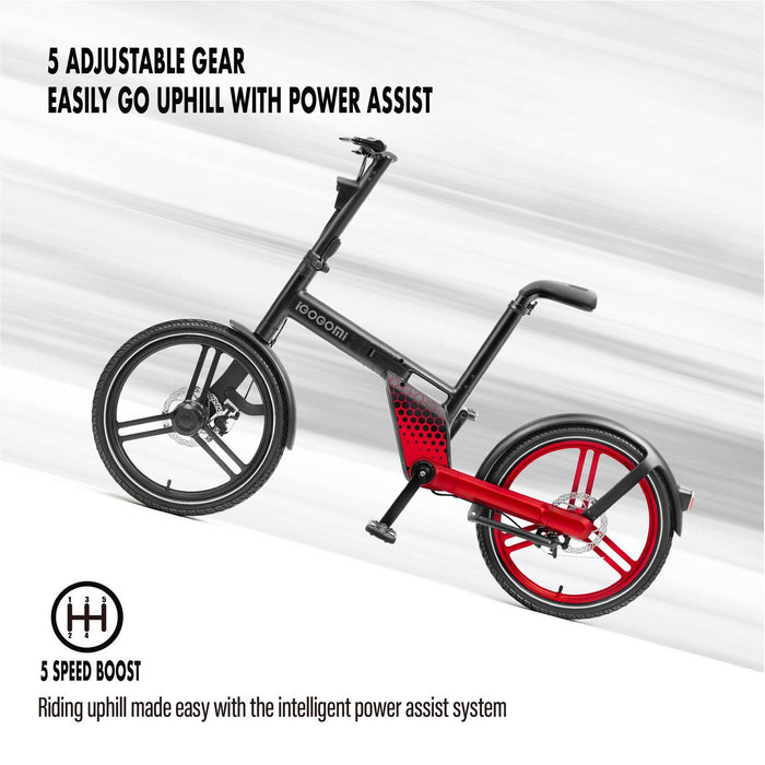 IGOGOMI 36V Electric Folding Portable Bike (Red)