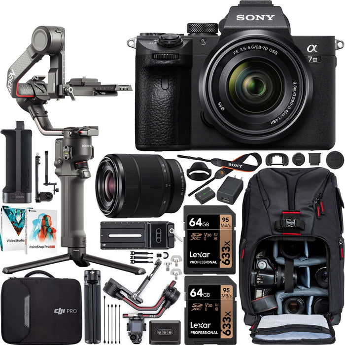 Sony a7 III Mirrorless Full Frame Camera + 28-70mm Lens DJI RS 2 Gimbal Filmmaker Kit