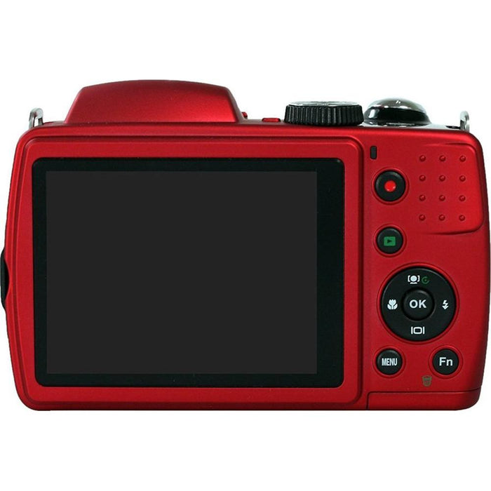 Vivitar IE3035 18MP Bridge Camera w/ 8GB SD Card Case and Tripod - (Red)