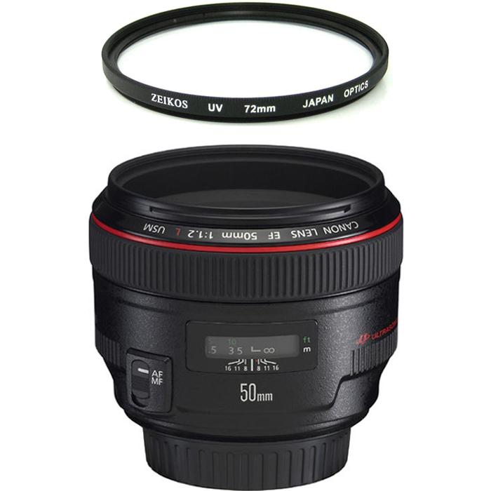 Canon EF 50mm f / 1.2L USM Lens with Case LP1214, Hood ES-78, & Filter
