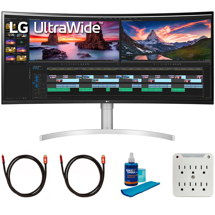 LG 38" U.Wide QHD+ IPS Curved Monitor NVIDIA G-SYNC Compatible + Cleaning Bundle