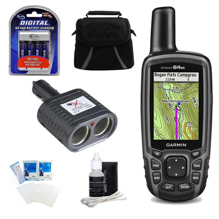 Garmin GPSMAP 64st Worldwide Handheld GPS 1Yr. BirdsEye & US Maps Plus Accessory Bundle