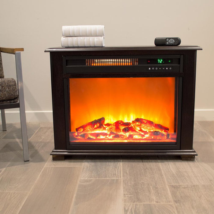 LifeSmart 28.5" Portable Infrared Heater Fireplace in Dark Oak - MDFP2090US