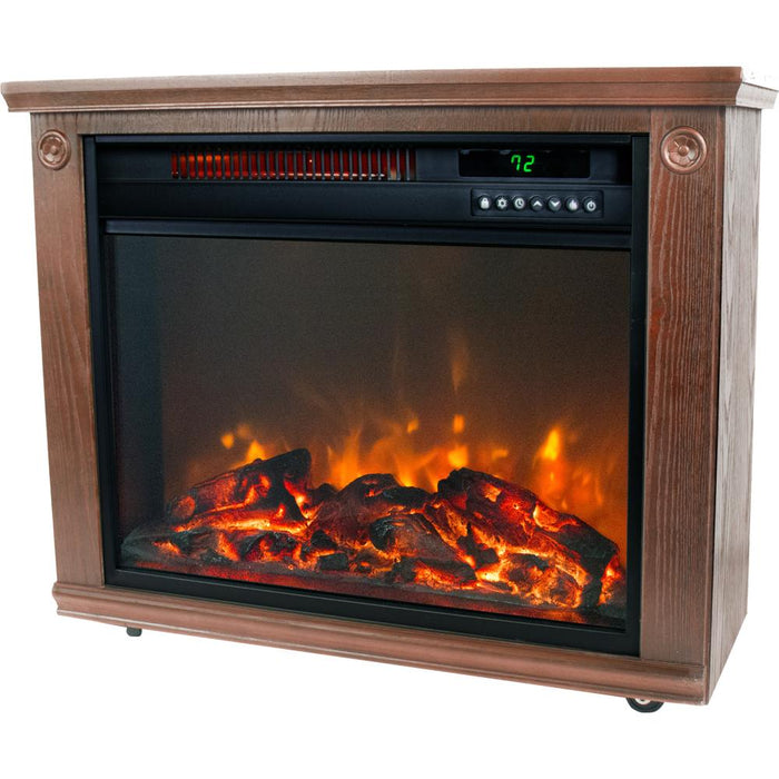 LifeSmart 28'' Freestanding Electric Fireplace in Medium Oak With Remote - ZCFP1008US