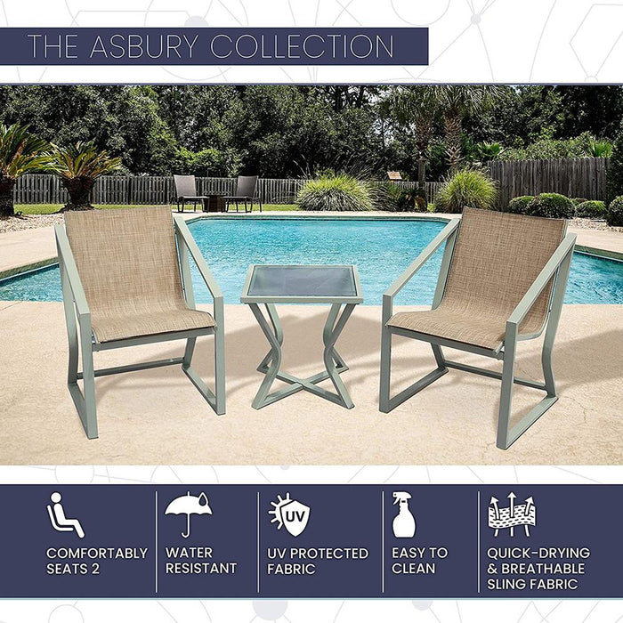 Mod Furniture 3-Piece Modern Outdoor Bistro Chat Seating Set - ASBURY3PC-TAN