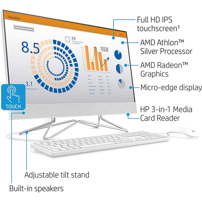 Hewlett Packard 23.8" FHD AMD Athlon 3050U 4GB All-in-1 Desktop Computer + Protection Plan Pack