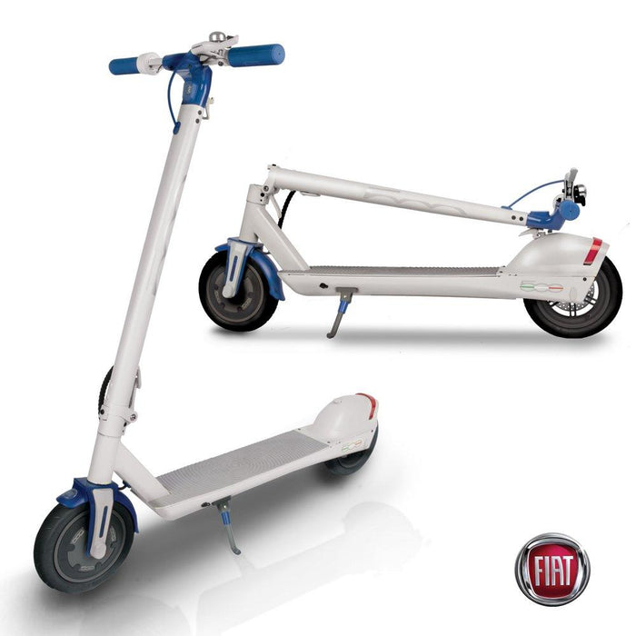 Fiat 3-Speed Portable Folding Electric Scooter 350W Motor (White) with Helmet Bundle