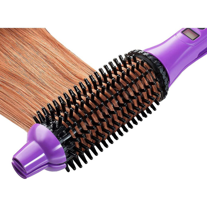 Perfecter Flat Iron Hair Straightener & Hot Round Brush 2-in-1 (Purple) - Open Box