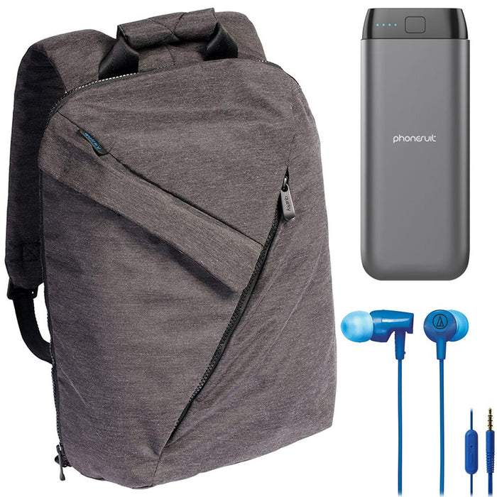 Quirky Power Trip Laptop Backpack with Charging Port + 20,000mAh Power Bank + Headphone