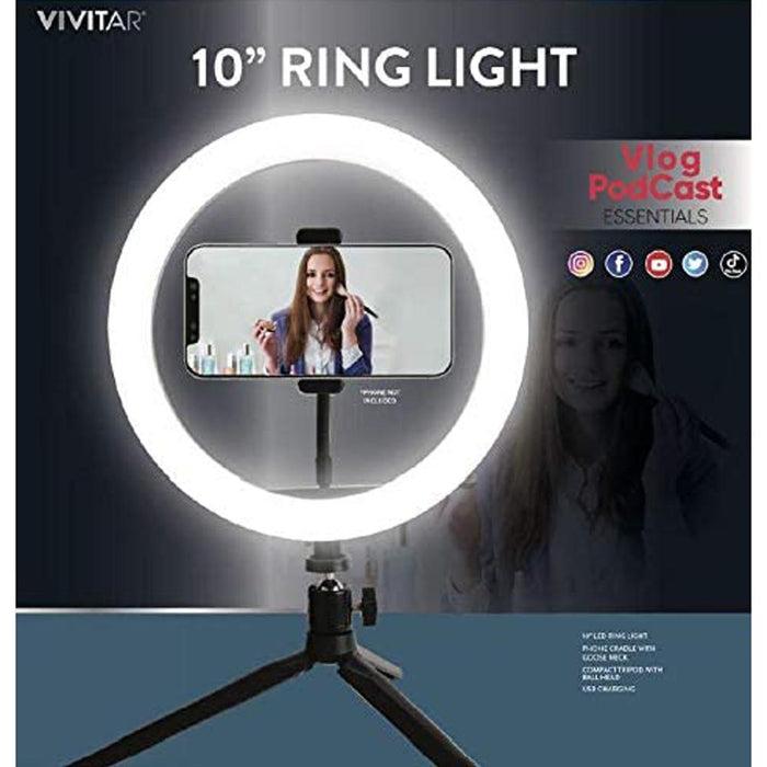 Vivitar 10-Inch Streaming Essentials LED Ring Light with Spider Tripod and Phone Mount