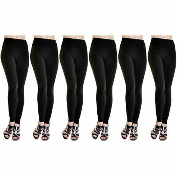 American Leggings 6-Pack Fleece Lined Leggings Midnight Black X-Large Size (1X/2X)