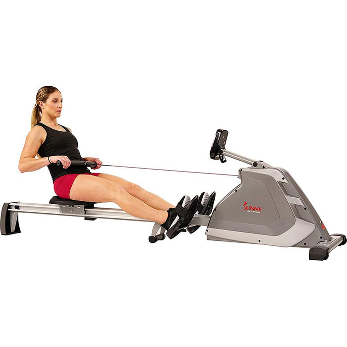 Sunny Health and Fitness Programmable Magnetic Rowing Machine w/ High Weight Capacity SF-RW5854
