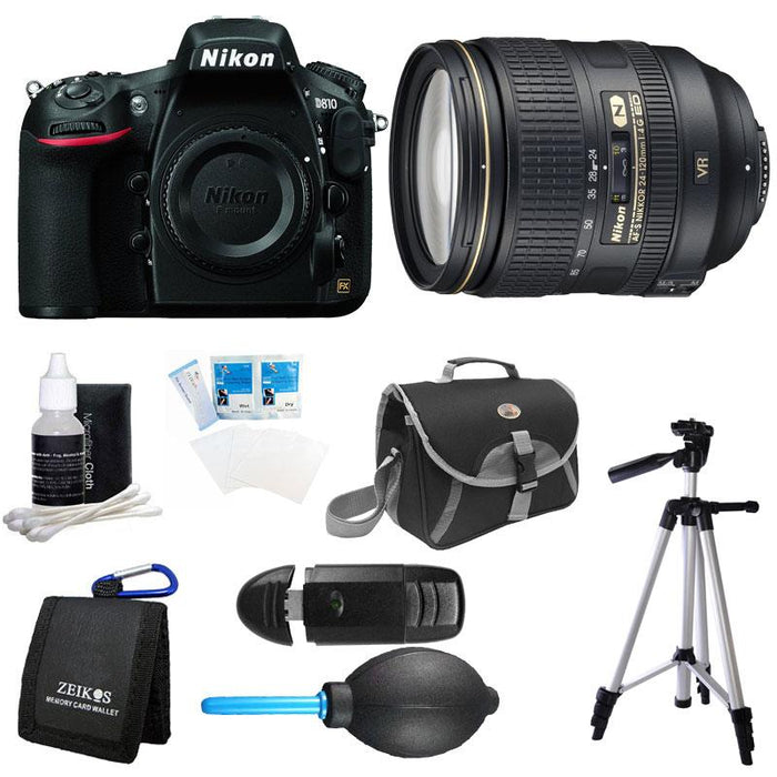 Nikon D810 36.3MP 1080p HD DSLR Camera 24-120mm f/4G ED VR AF-S Pro Lens Bundle