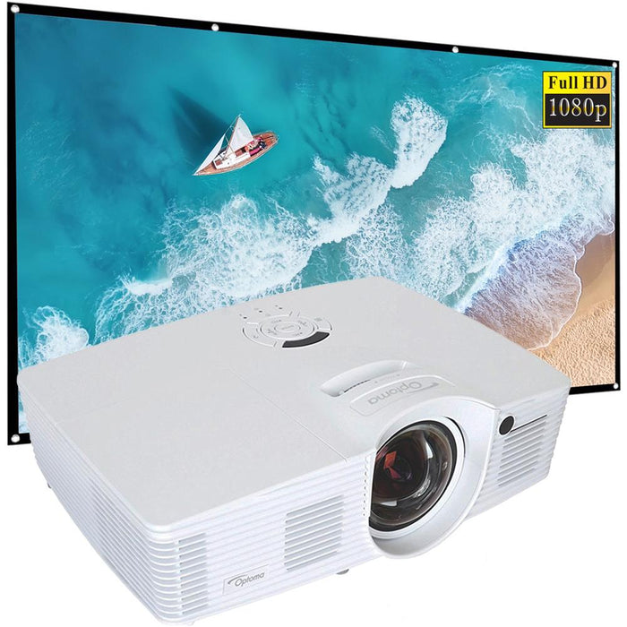 Optoma Enhanced Short Throw Gaming Projector Renewed with 120" Screen