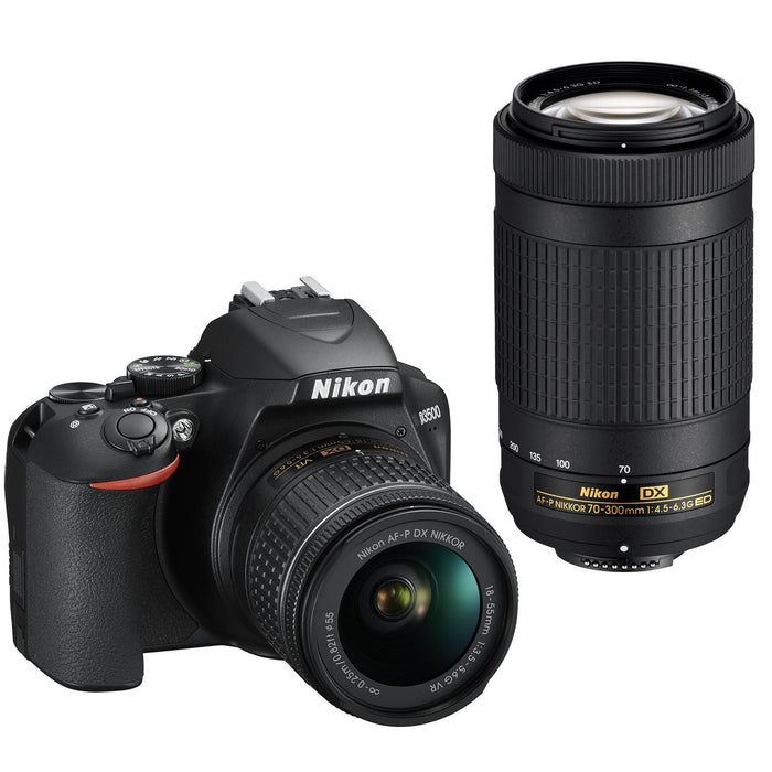 Nikon D3500 24.2MP DSLR Camera w/ AF-P 18-55mm VR & 70-300mm Dual Zoom Lens -  Renewed