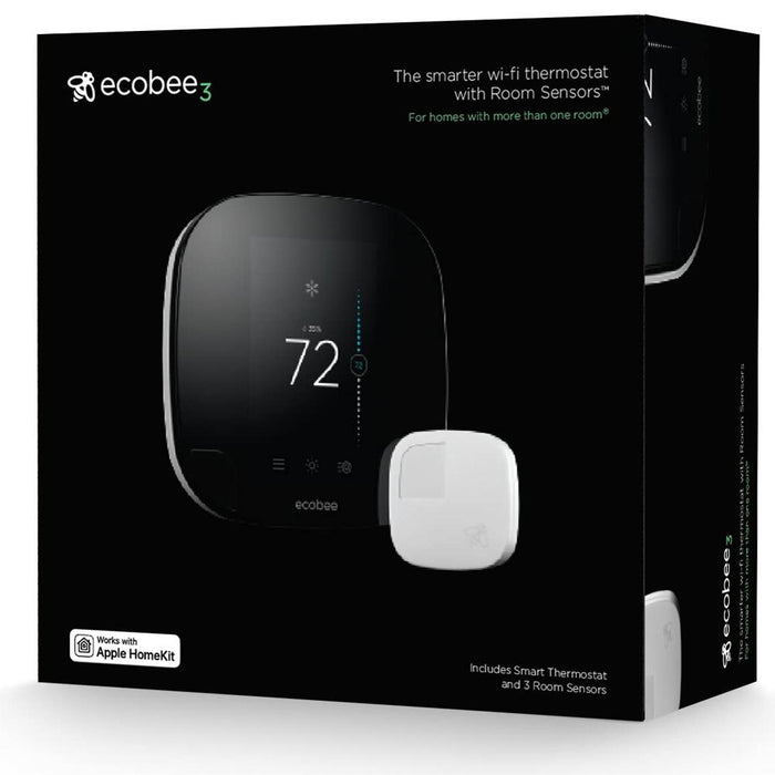 Ecobee 3 Smart Thermostat & 3 Room Sensors, Works with Alexa
