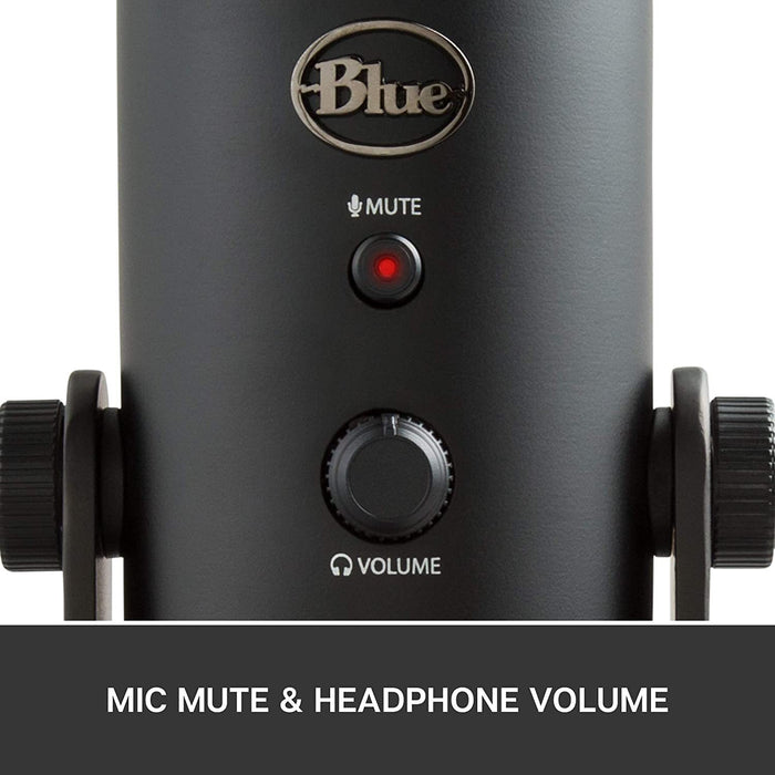 Blue Yeti USB Desk Microphone (Blackout) - 988-000100 with Deco Gear Audio Bundle