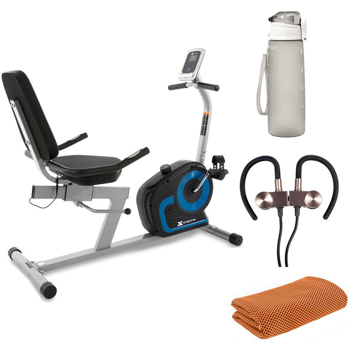 XTERRA Fitness SB120 Seated Recumbent Exercise Bike with Fitness Accessories Bundle