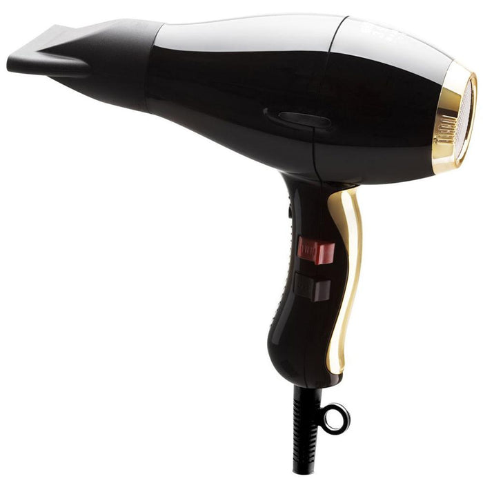 Elchim 3900 Healthy Ionic Black & Gold Hair Dryer with Flat Iron Hair Straightener