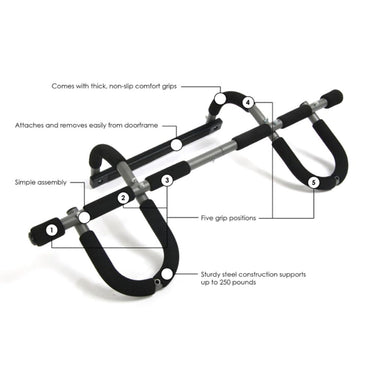 Stamina Doorway Pull Up Bar Trainer Plus w/ Deco Gear 7-Piece Fitness Kit