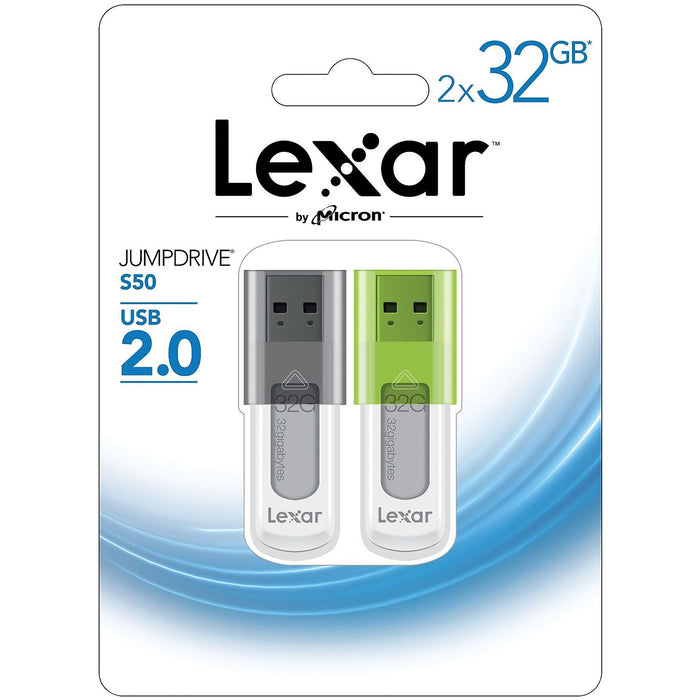 Lexar JumpDrive S50 32GB USB 2.0 (2 Pack)