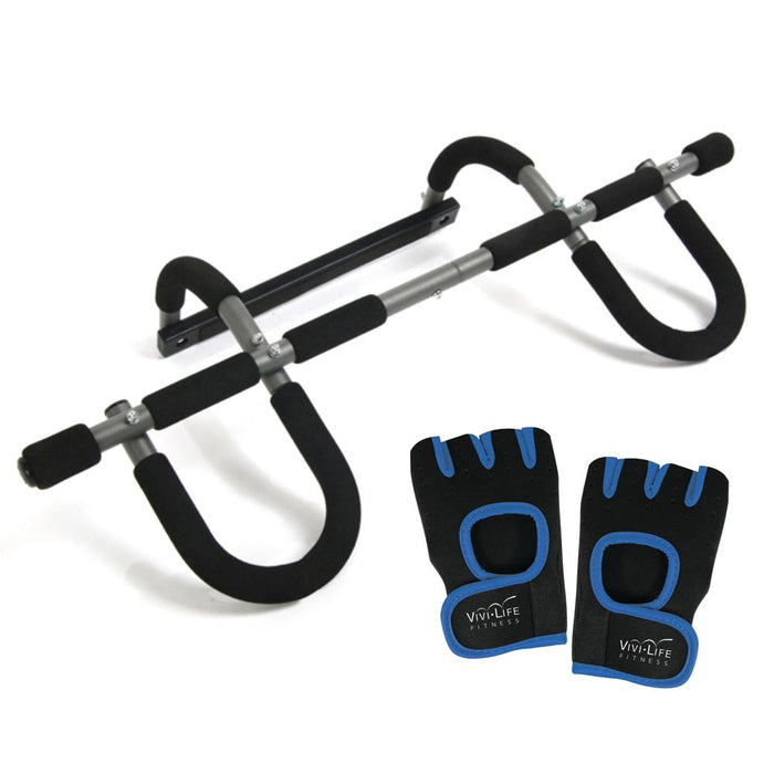 Stamina Doorway Pull Up Bar Trainer with Workout Gloves