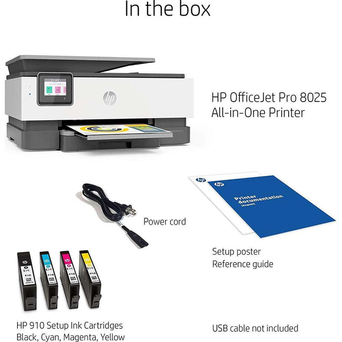 Hewlett Packard OfficeJet Pro 8025 All-in-One Wireless Printer+Extended Warranty