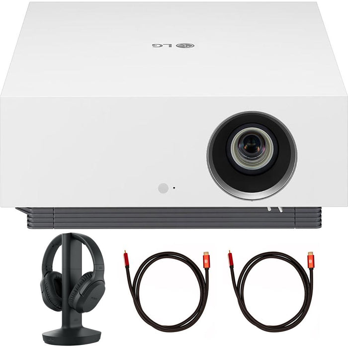 LG 4K UHD CineBeam Smart Laser Projector with 300" Display + Headphones Bundle