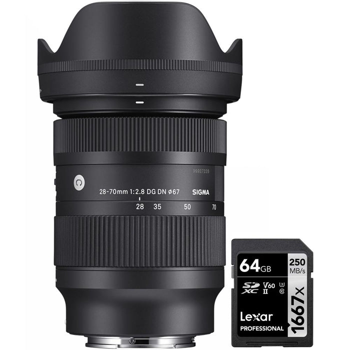 Sigma 28-70mm F2.8 DG DN Zoom Lens for Full Frame Sony E-Mount+64GB Memory Card