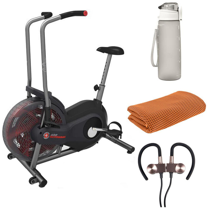 Schwinn Airdyne AD2 Upright Exercise Bike, Black with Fitness Accessories Bundle