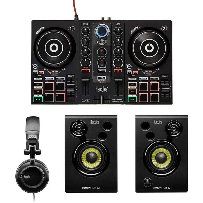 Hercules All-In-One DJ Learning Kit with Headphones Stand and Extended Warranty