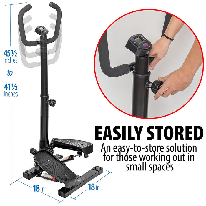Deco Home Exercise Step Machine w/ Stability Handle Bars, Non-Slip Pedals, and LCD Display