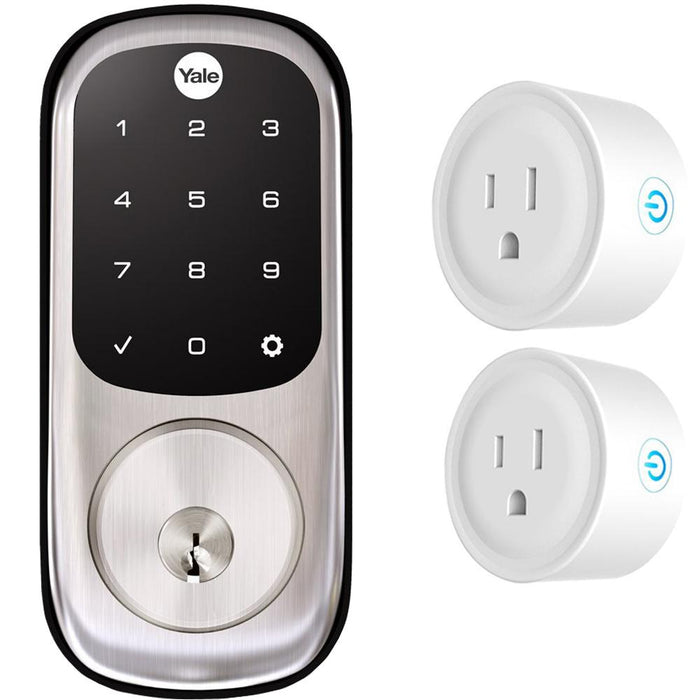 Yale Locks Assure Lock Touchscreen with Z-Wave in Satin Nickel (YRD226) + 2-Pack Smart Plug