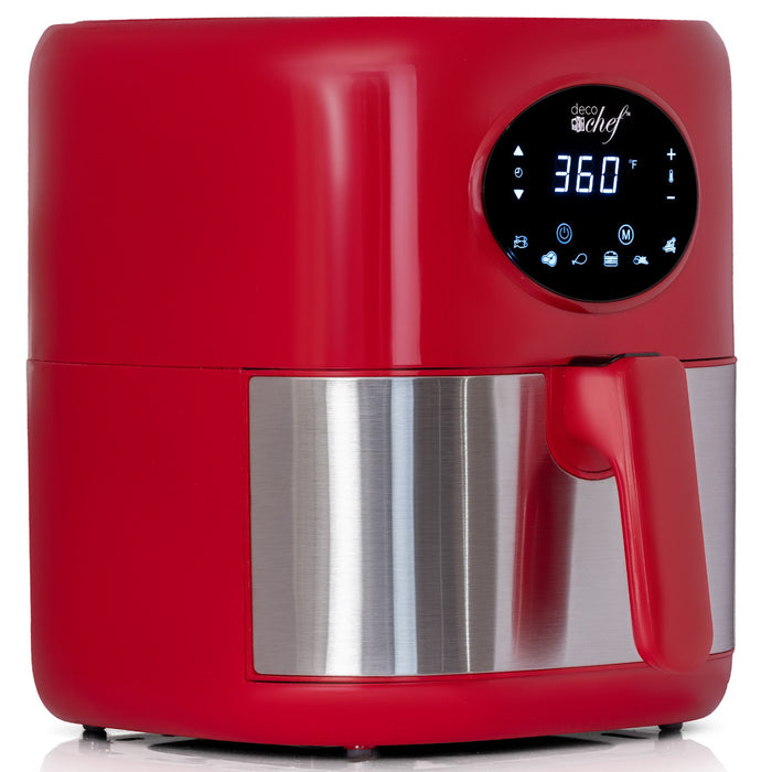 Deco Chef 3.7QT Digital Air Fryer with 6 Cooking Presets, Dishwasher Safe Basket, Red