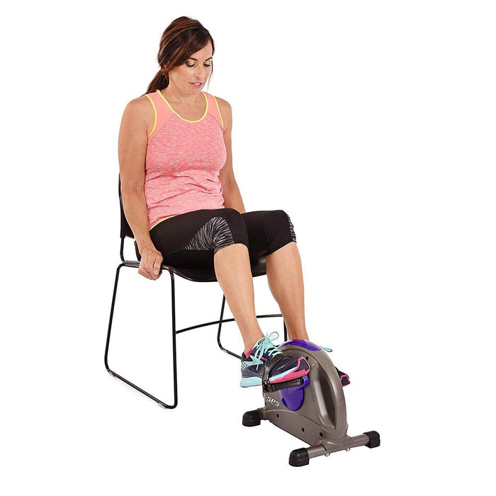 Stamina Mini Exercise Bike with Smooth Pedal System, Purple + Sport Water Bottle + Towel