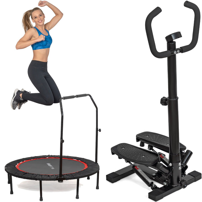 Deco Home At Home Workout Bundle, Exercise Step Machine and Personal Trampoline Rebounder