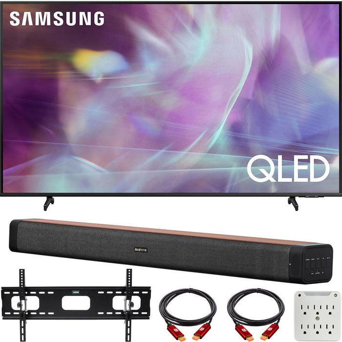 Samsung 75 Inch QLED 4K UHD Smart TV 2021 with Deco Home 60W Soundbar Bundle