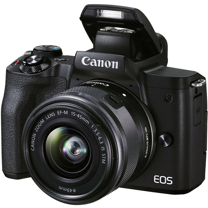 Canon EOS M50 Mark II Mirrorless Camera + 15-45mm & 55-200mm 2 Lens Vlogger Bundle