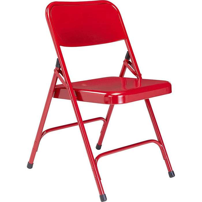 National Public Seating 200 Series Premium All-Steel Double Hinge Folding Chair, Red (Pack of 4)