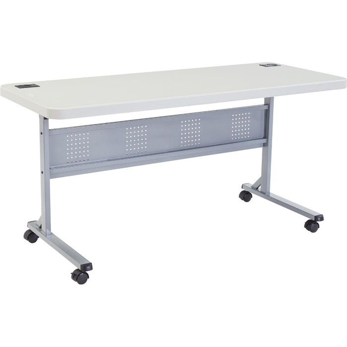 National Public Seating 24" x 60" Flip-N-Store Training Table, Speckled Grey