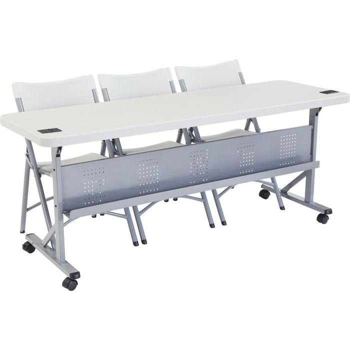 National Public Seating 24" x 72" Flip-N-Store Training Table, Speckled Grey