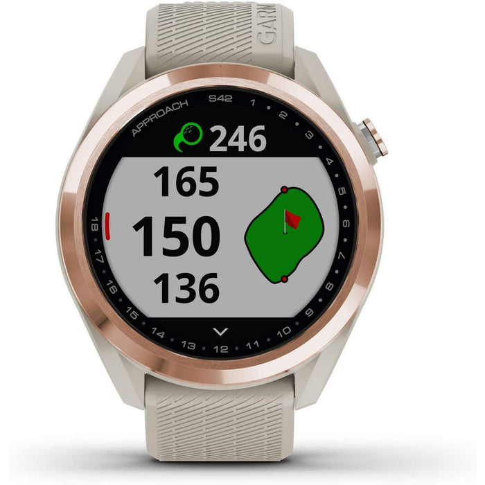 Garmin Approach S42 GPS Golf Watch, Rose Gold with Light Sand Band - 010-02572-12