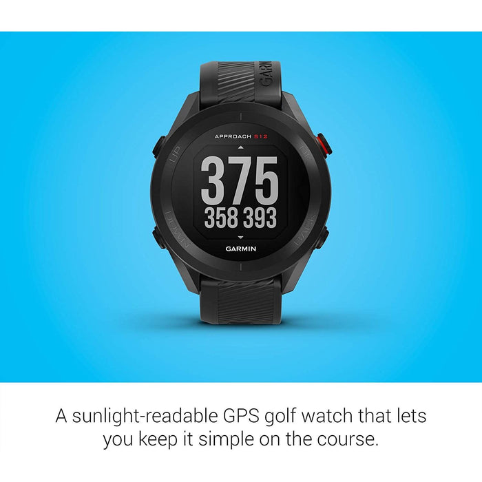 Garmin Approach S12 GPS Golf Watch, 42k+ Preloaded Courses (Black) - 010-02472-00