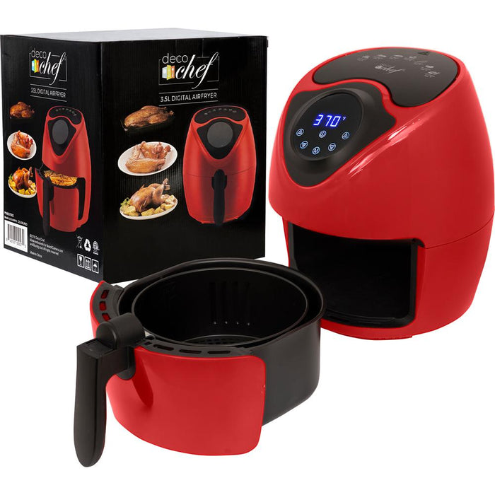 Deco Chef 3.7QT Electric Oil-Free Digital Air Fryer for Healthy Frying, Red - Open Box