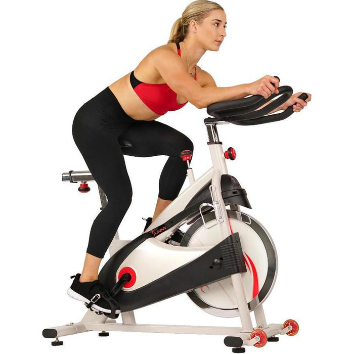 Sunny Health and Fitness SF-B1509 Exercise Belt Drive Bike Premium Indoor Cycling  - Open Box