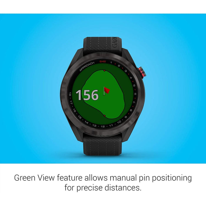 Garmin Approach S42 GPS Golf Watch, Gunmetal with Black + Essential Golf Bundle